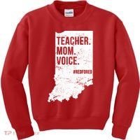 Indiana Teachers Red For Ed Mom Voice Kids Sweatshirt thumb 0