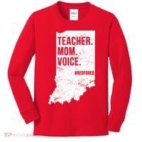 Indiana Teachers Red For Ed Mom Voice Kids Long Sleeve Shirt thumb 0