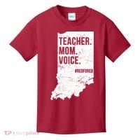 Indiana Teachers Red For Ed Mom Voice Kids T-Shirt thumb 0