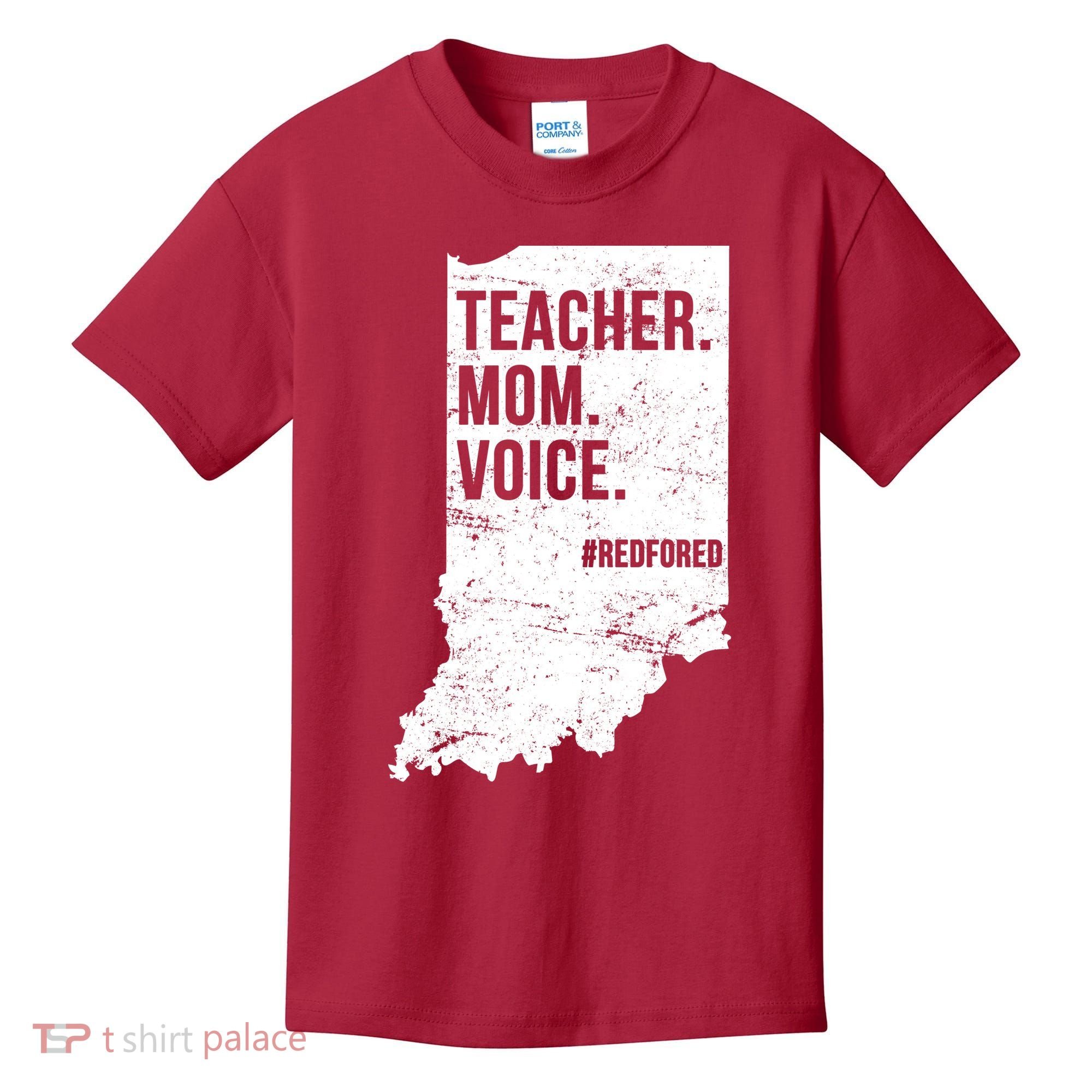 Indiana Teachers Red For Ed Mom Voice Kids T-Shirt