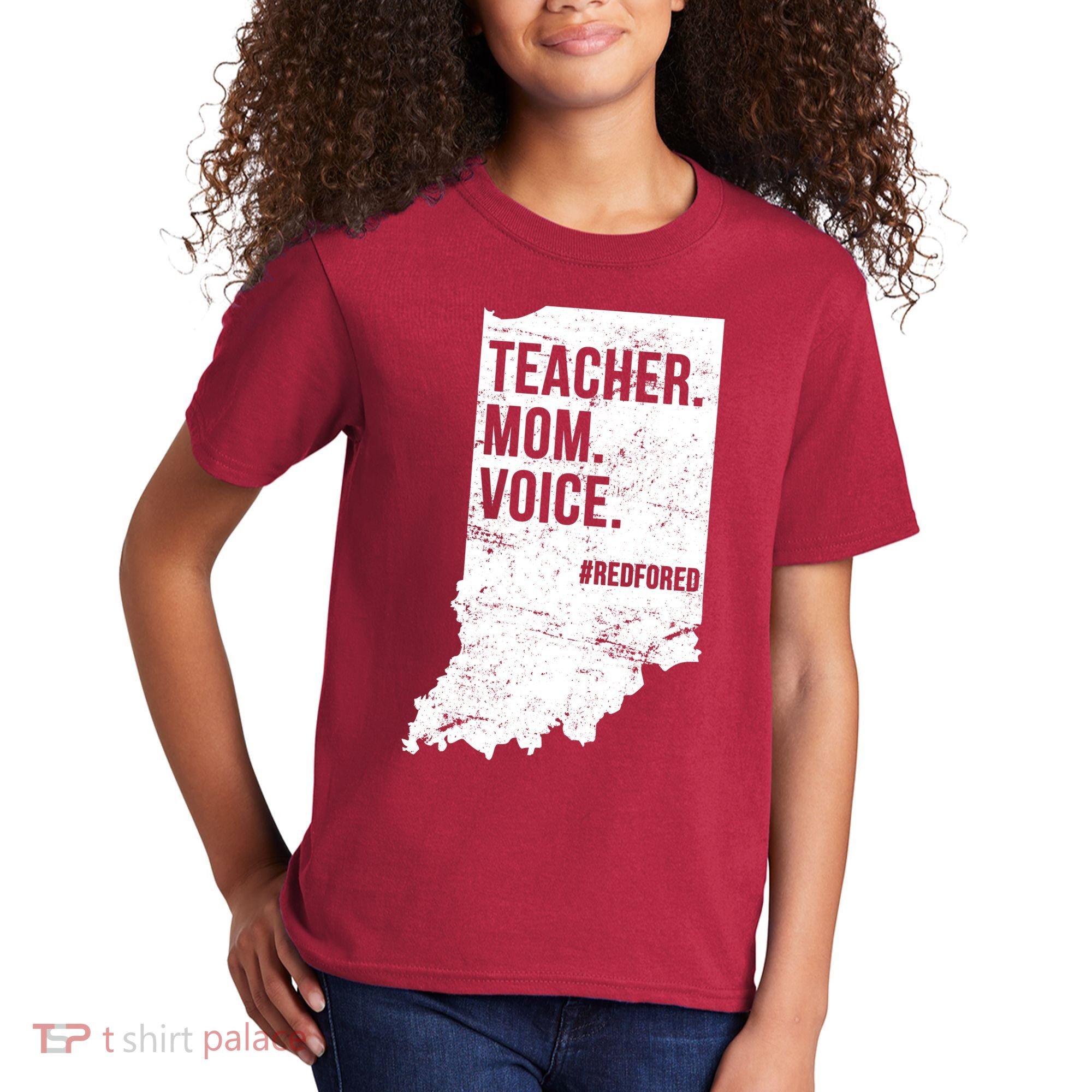 Indiana Teachers Red For Ed Mom Voice Kids T-Shirt