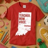 Indiana Teachers Red For Ed Mom Voice Kids T-Shirt thumb 3