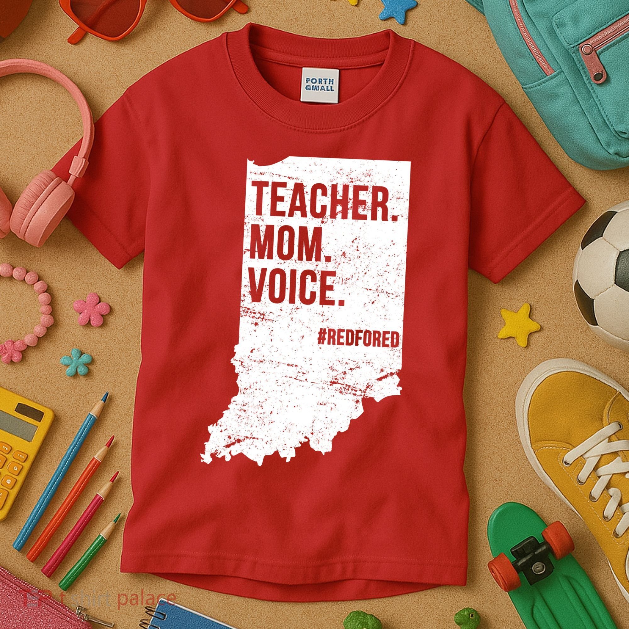 Indiana Teachers Red For Ed Mom Voice Kids T-Shirt