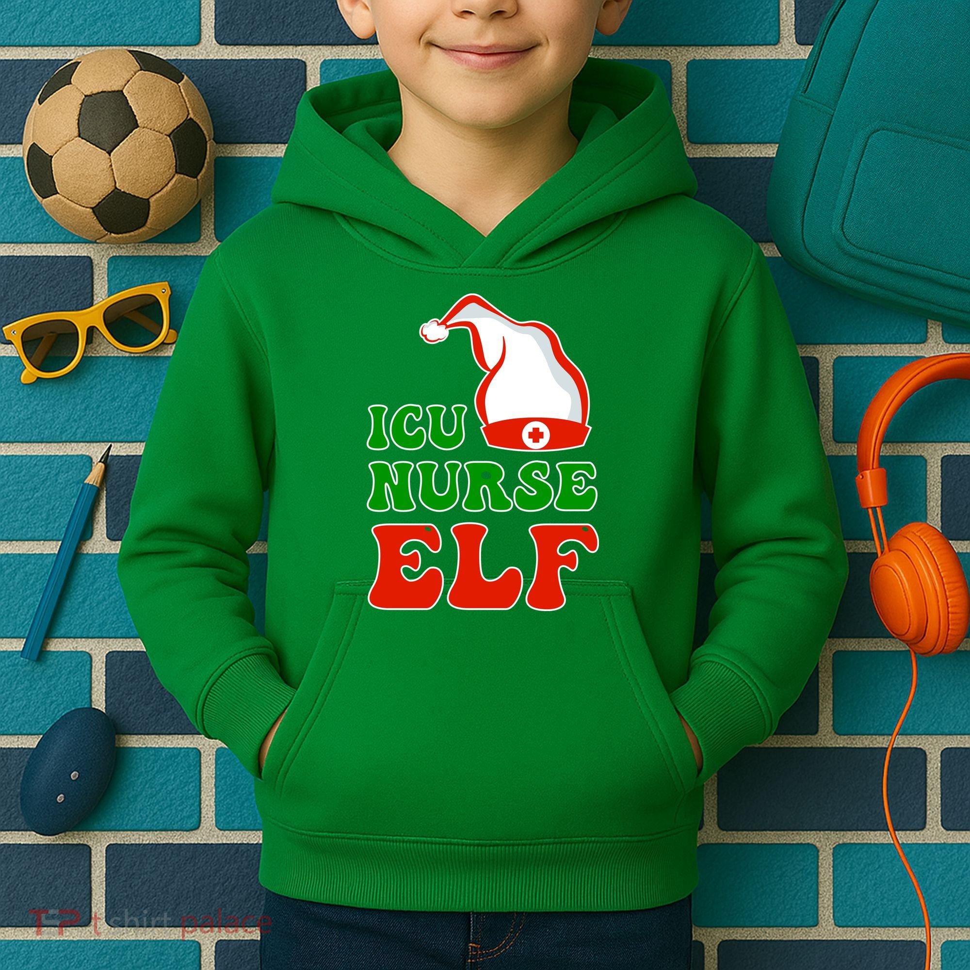 ICU Nurse Elf Kids Hoodie