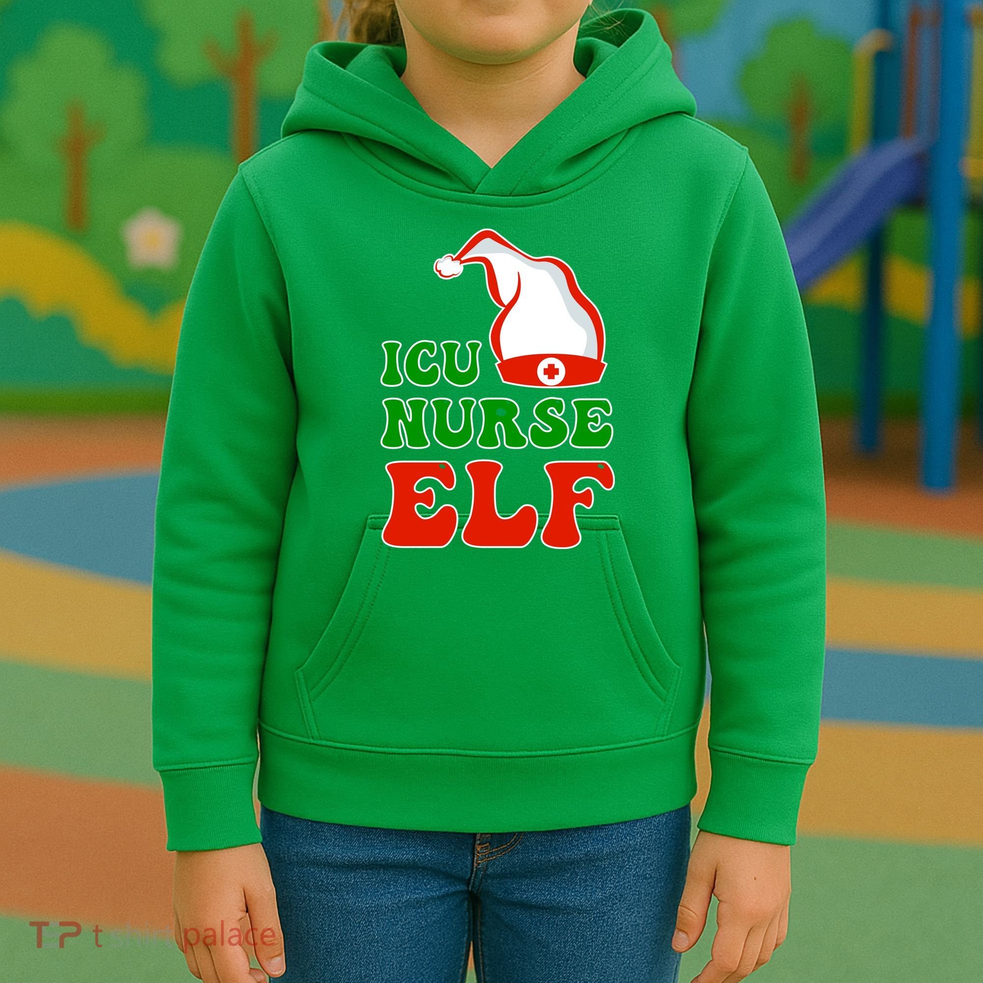 ICU Nurse Elf Kids Hoodie