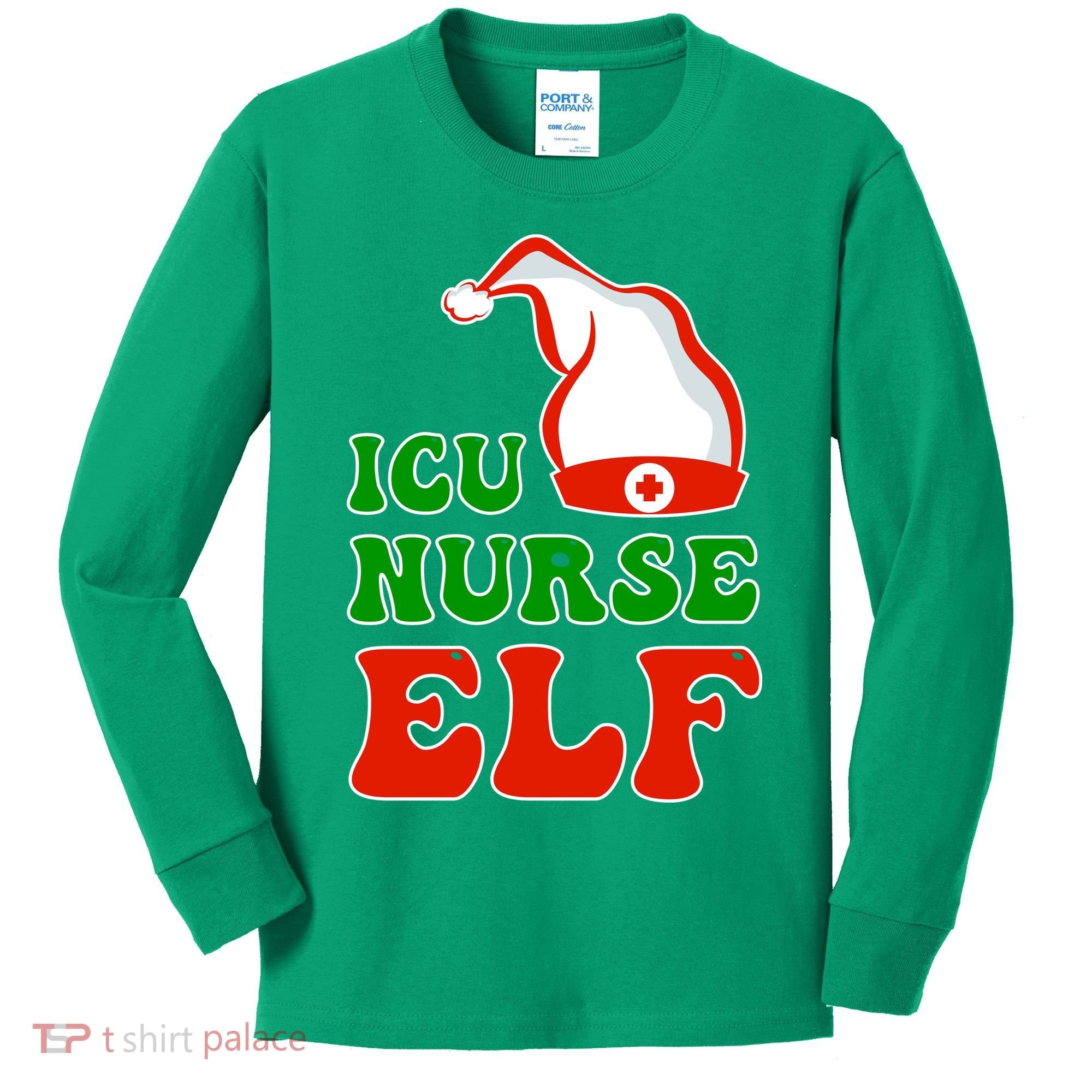 ICU Nurse Elf Kids Long Sleeve Shirt