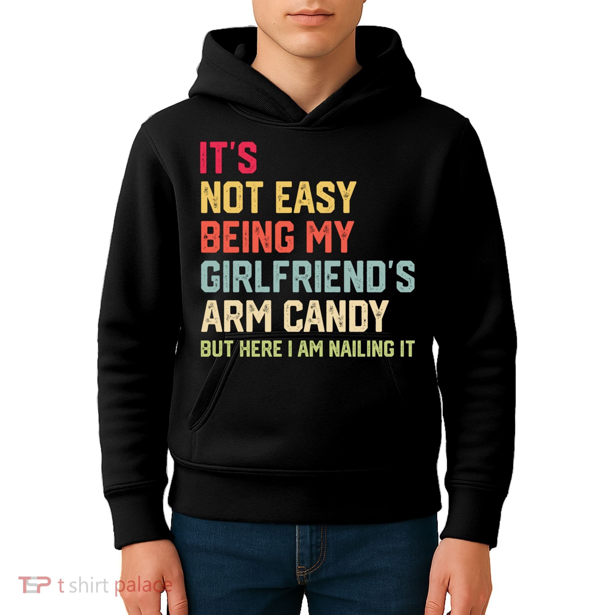 Its Not Easy Being My Girlfriends Arm Candy Retro Kids Hoodie