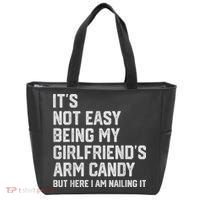 It's Not Easy Being My Girlfriend's Arm Candy Fathers Day Tote Bag thumb 0