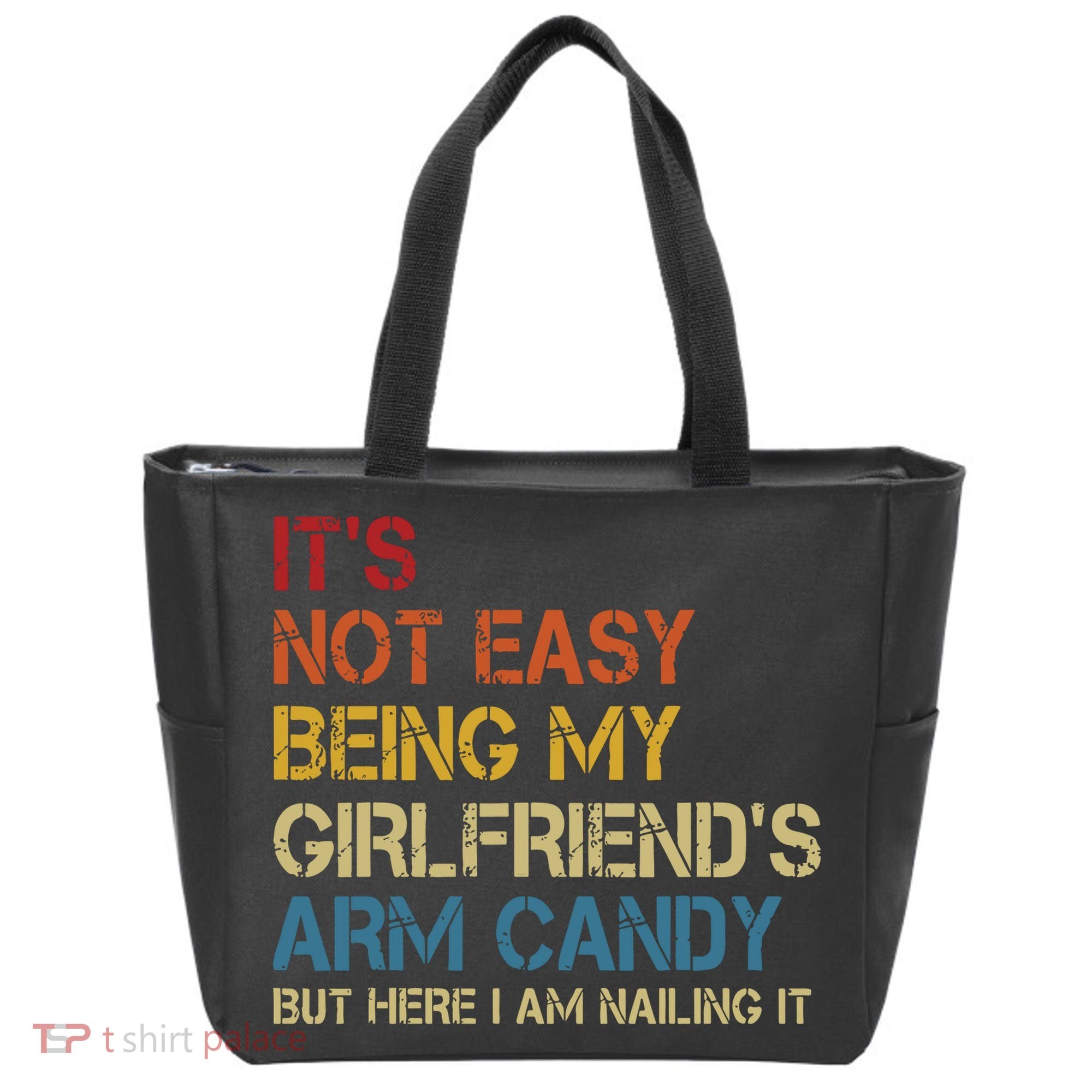 Its Not Easy Being My Girlfriends Arm Candy Retro Tote Bag