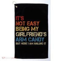 It's Not Easy Being My Girlfriend's Arm Candy Retro Golf Towel thumb 0