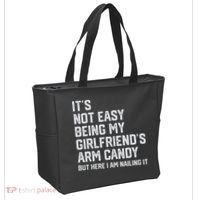 It's Not Easy Being My Girlfriend's Arm Candy Fathers Day Tote Bag thumb 2