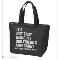 It's Not Easy Being My Girlfriend's Arm Candy Fathers Day Tote Bag thumb 3