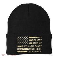 Its Not Easy Being My Wifes Arm Candy Funny Husband Beanie thumb 0