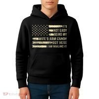 Its Not Easy Being My Wifes Arm Candy Funny Husband Kids Hoodie thumb 4