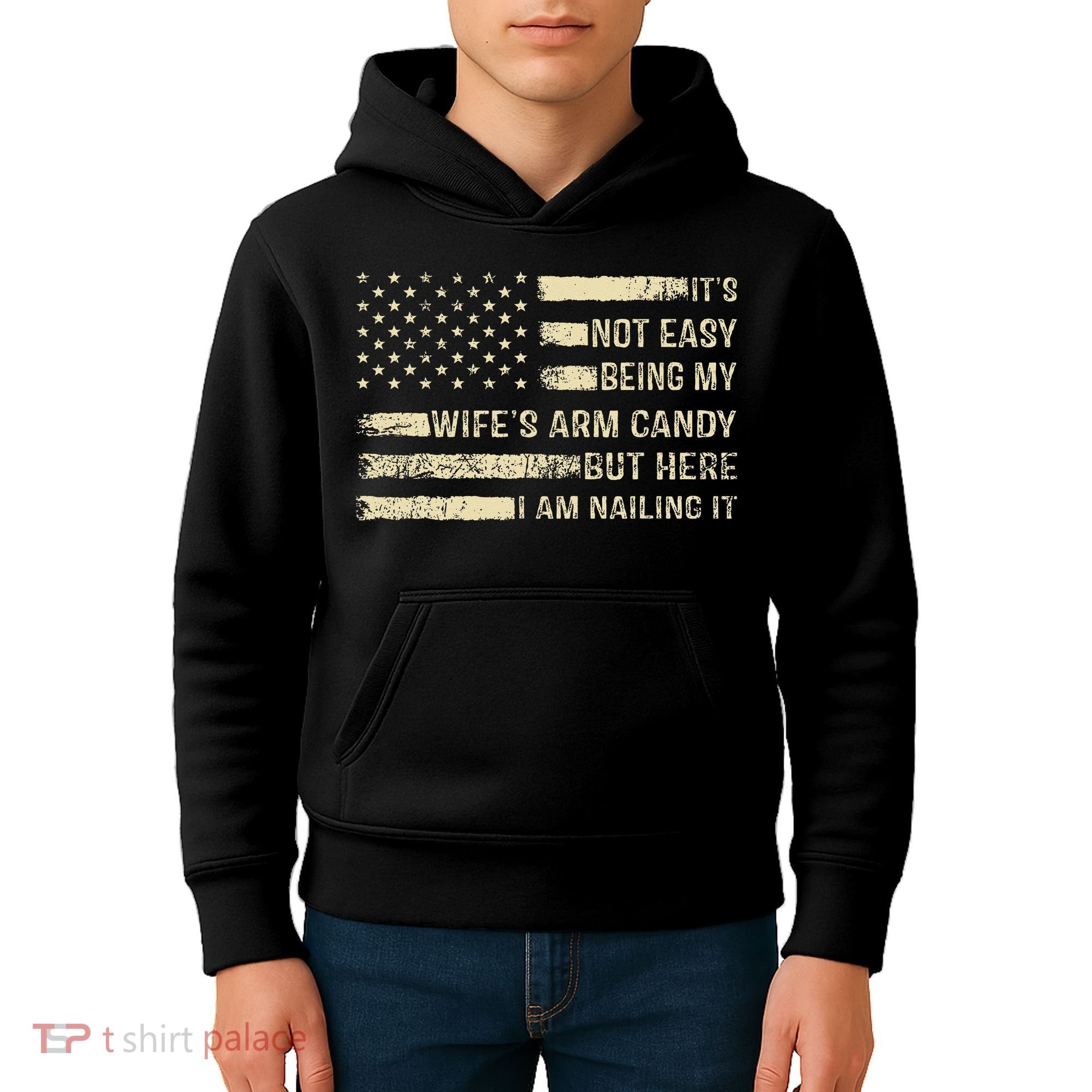 Its Not Easy Being My Wifes Arm Candy Funny Husband Kids Hoodie