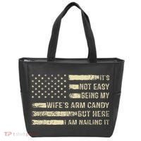 Its Not Easy Being My Wifes Arm Candy Funny Husband Tote Bag thumb 0