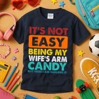 It's Not Easy Being My Wife's Arm Candy But Here I Am Funny Kids T-Shirt thumb 3