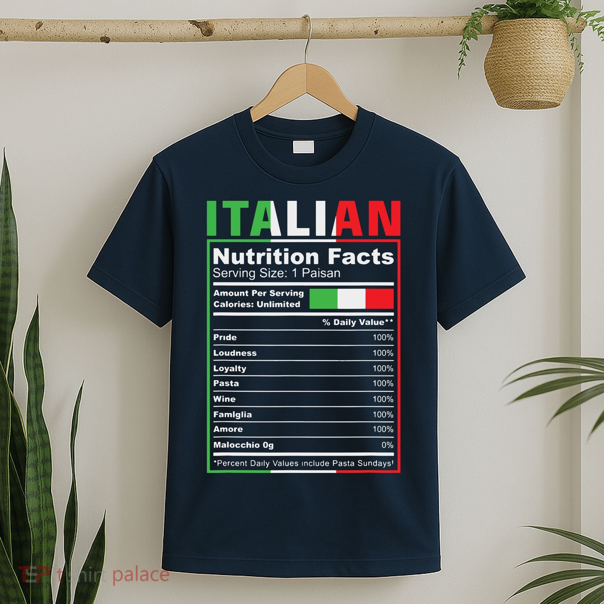 Italian Nutrition Facts Italiano Italy Pride Italian Flag T-Shirt
