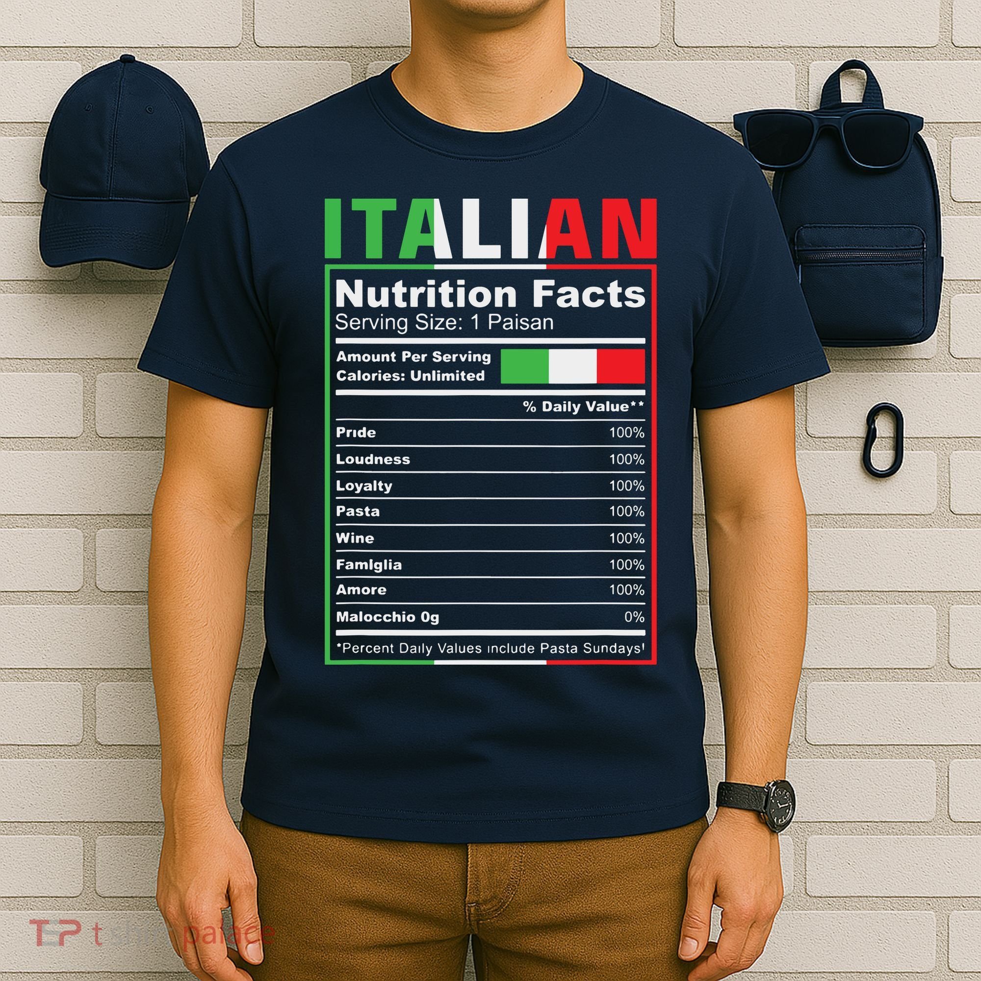 Italian Nutrition Facts Italiano Italy Pride Italian Flag T-Shirt