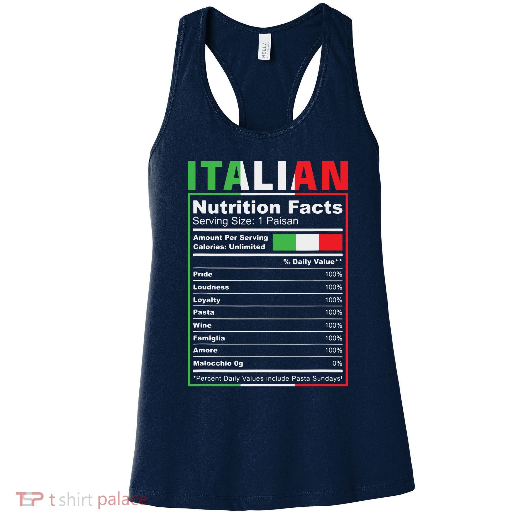 Italian Nutrition Facts Italiano Italy Pride Italian Flag Women's Tank Top