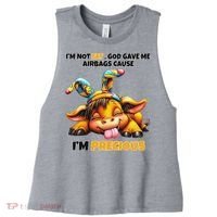IM Not Fat God Gave Me Airbags Cause IM Precious Women's Racerback Cropped Tank thumb 0