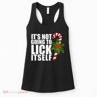 It's Not Going To Lick Itself Funny Candy Cane Christmas Women's Tank Top thumb 0