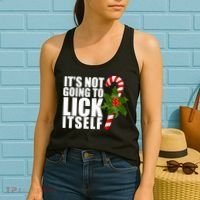 It's Not Going To Lick Itself Funny Candy Cane Christmas Women's Tank Top thumb 2