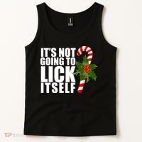 It's Not Going To Lick Itself Funny Candy Cane Christmas Tank Top thumb 2