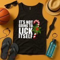 It's Not Going To Lick Itself Funny Candy Cane Christmas Tank Top thumb 4