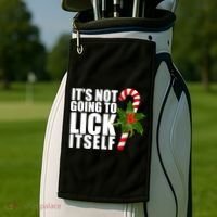 It's Not Going To Lick Itself Funny Candy Cane Christmas Golf Towel thumb 2