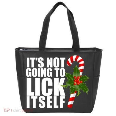 It's Not Going To Lick Itself Funny Candy Cane Christmas Tote Bag