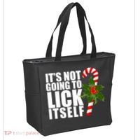 It's Not Going To Lick Itself Funny Candy Cane Christmas Tote Bag thumb 2