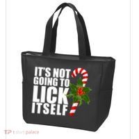 It's Not Going To Lick Itself Funny Candy Cane Christmas Tote Bag thumb 3