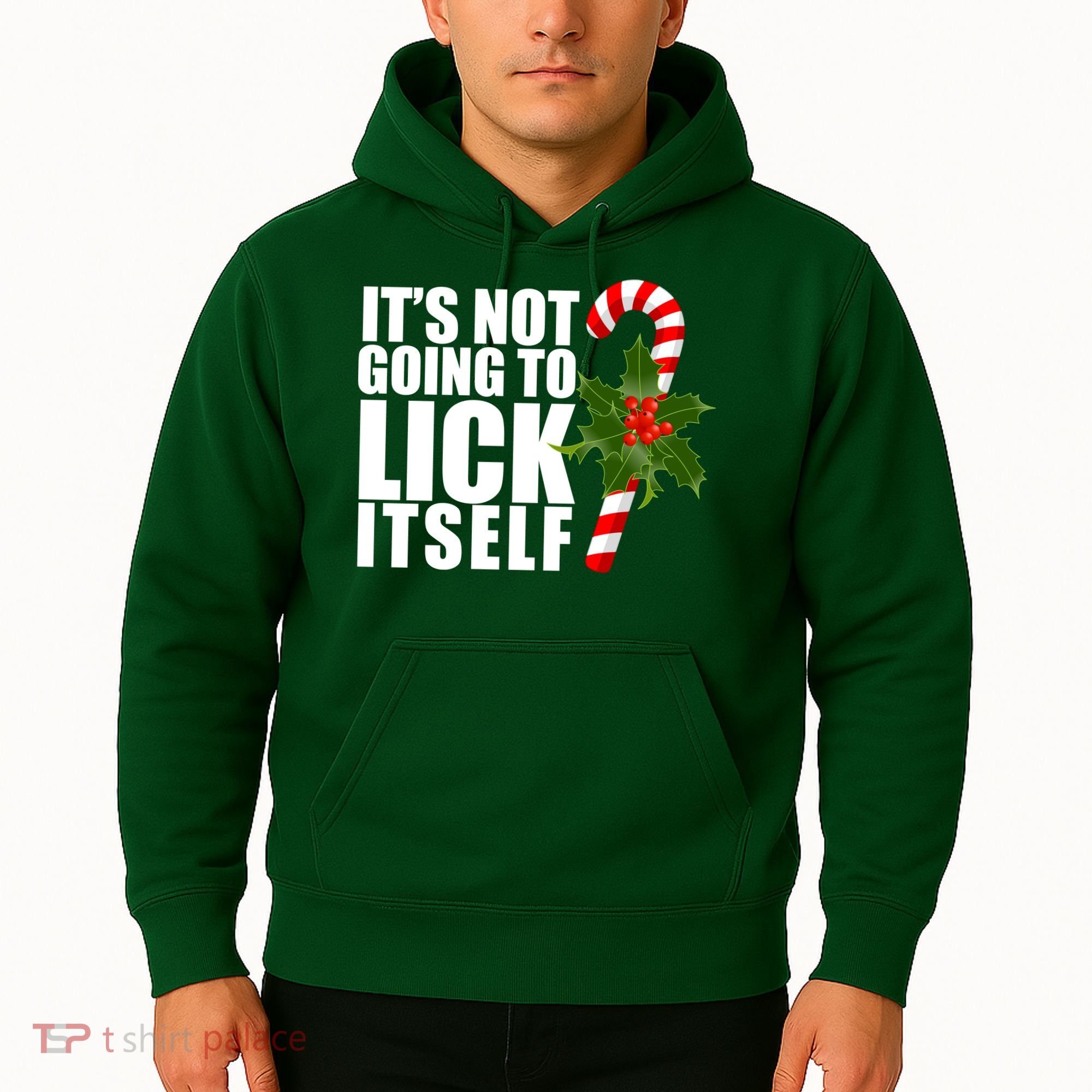 It's Not Going To Lick Itself Funny Candy Cane Christmas Hoodie