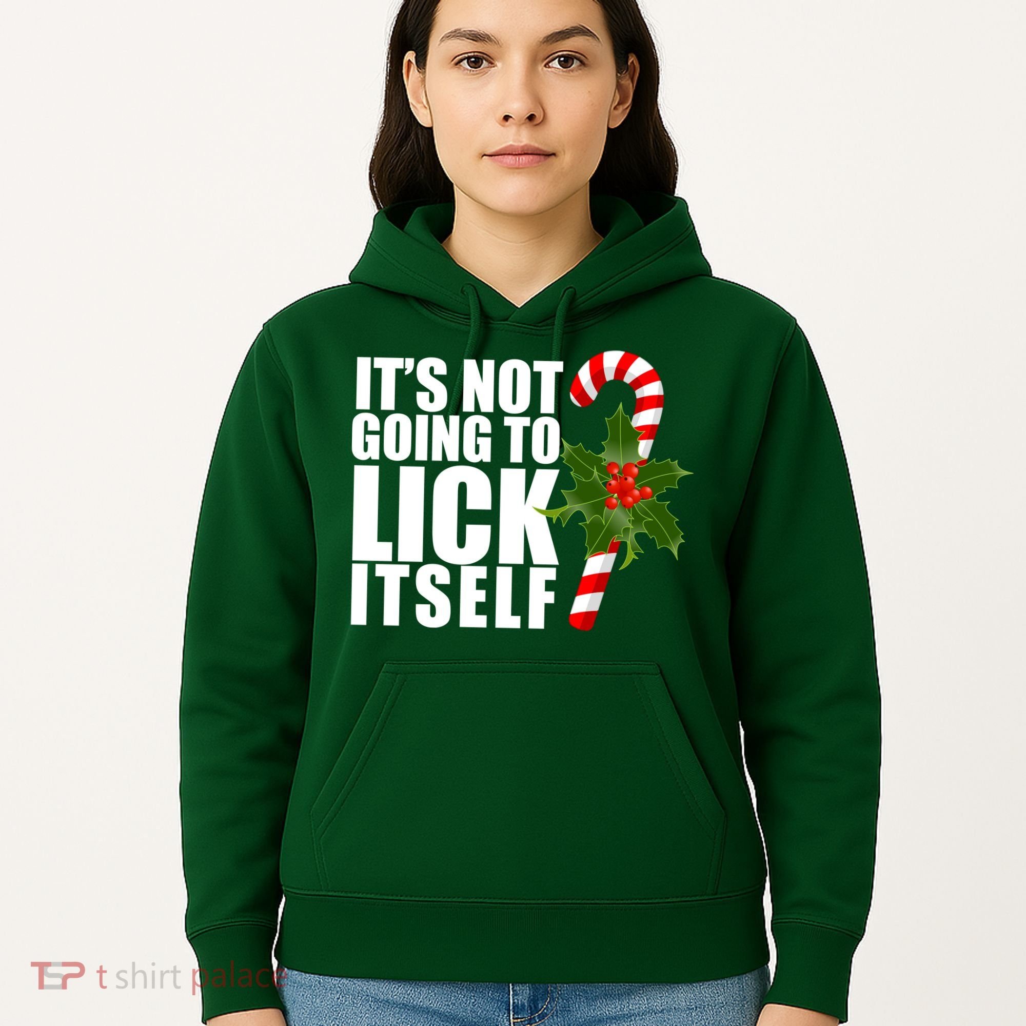 It's Not Going To Lick Itself Funny Candy Cane Christmas Hoodie