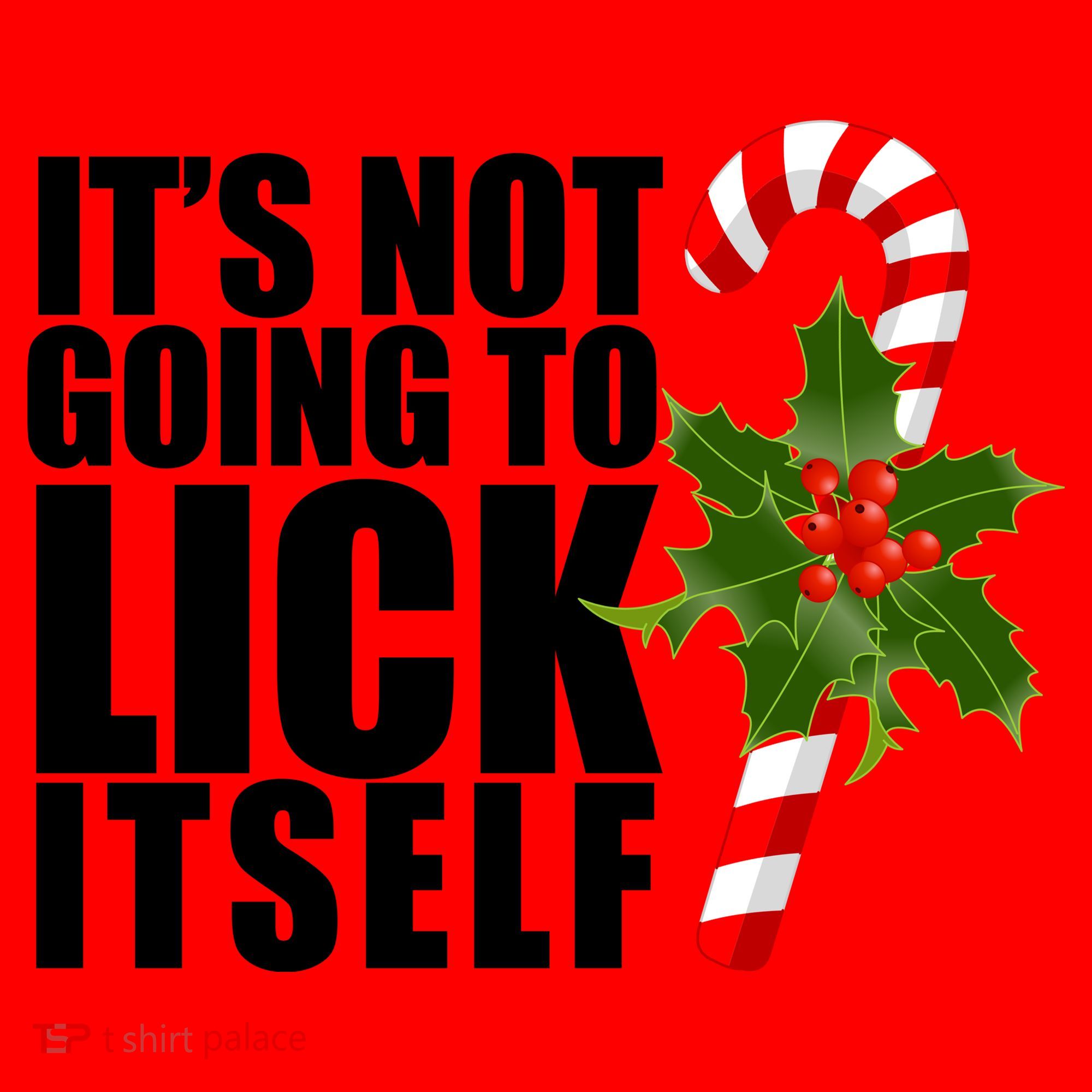It's Not Going To Lick Itself Funny Candy Cane Christmas Santa Hat