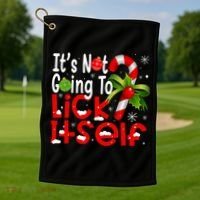 It's Not Going To Lick Itself Christmas Candy Cane Gifts TShirt Golf Towel thumb 1