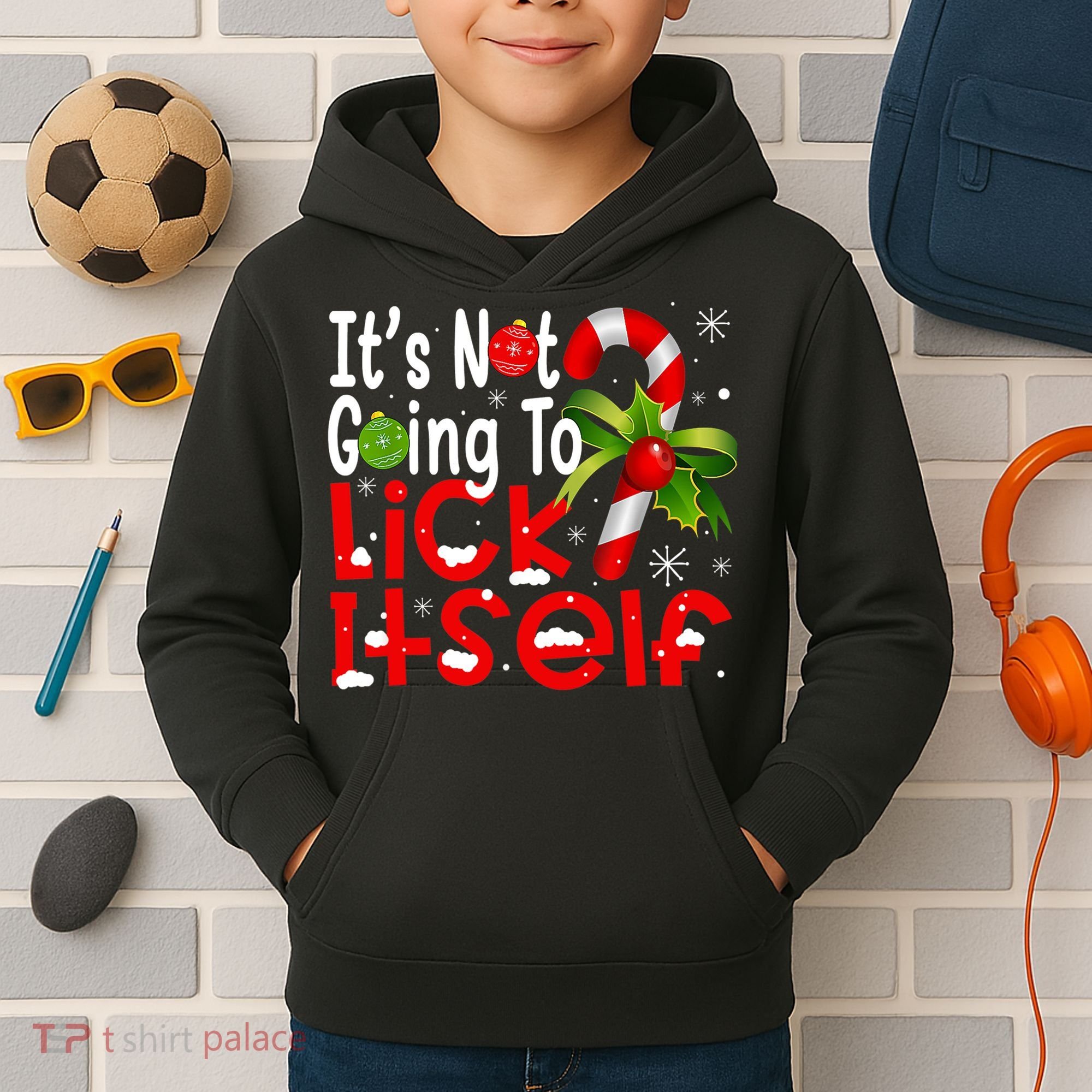 It's Not Going To Lick Itself Christmas Candy Cane Gifts TShirt Kids Hoodie