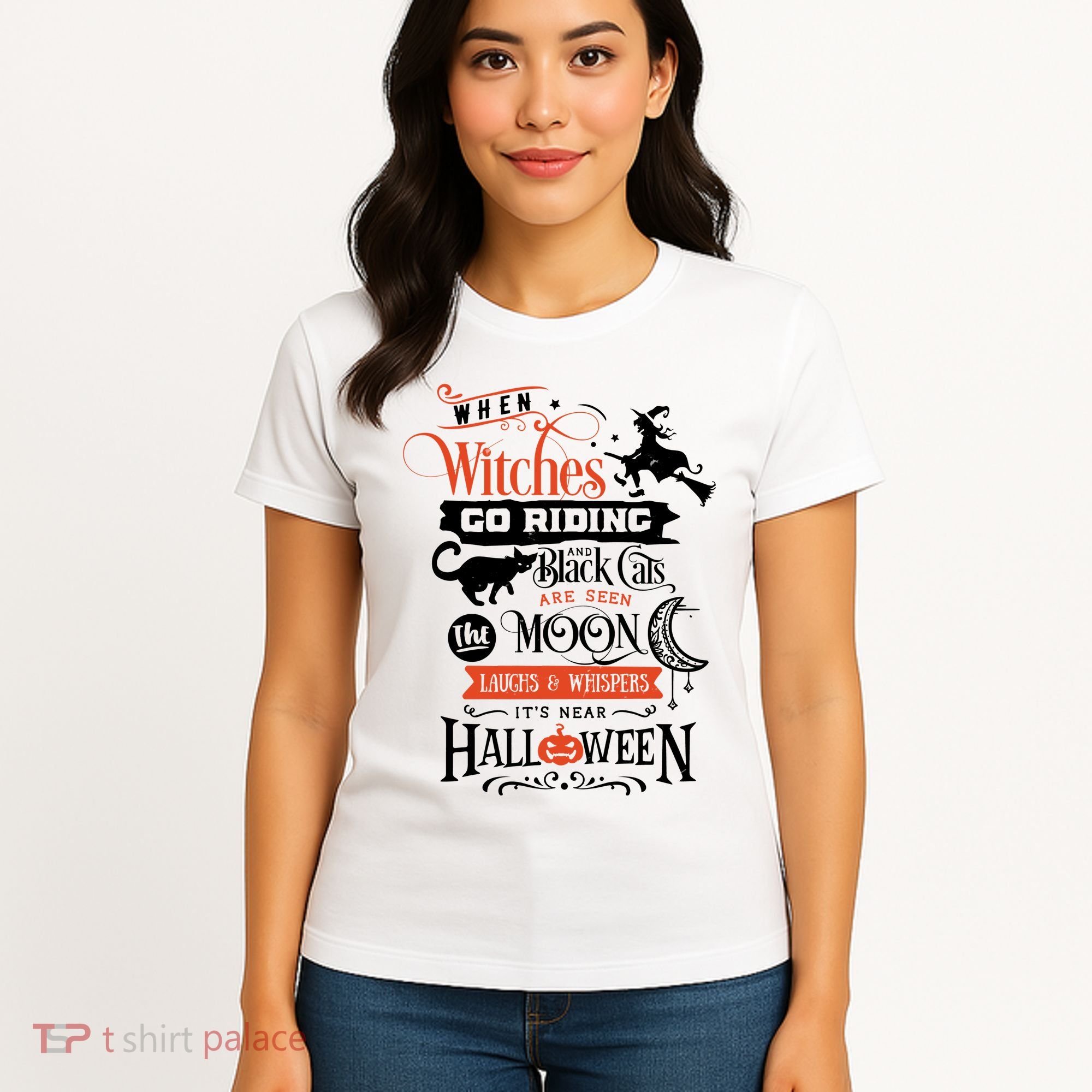 Its Near Halloween Witches Go Riding Festive Women's T-Shirt