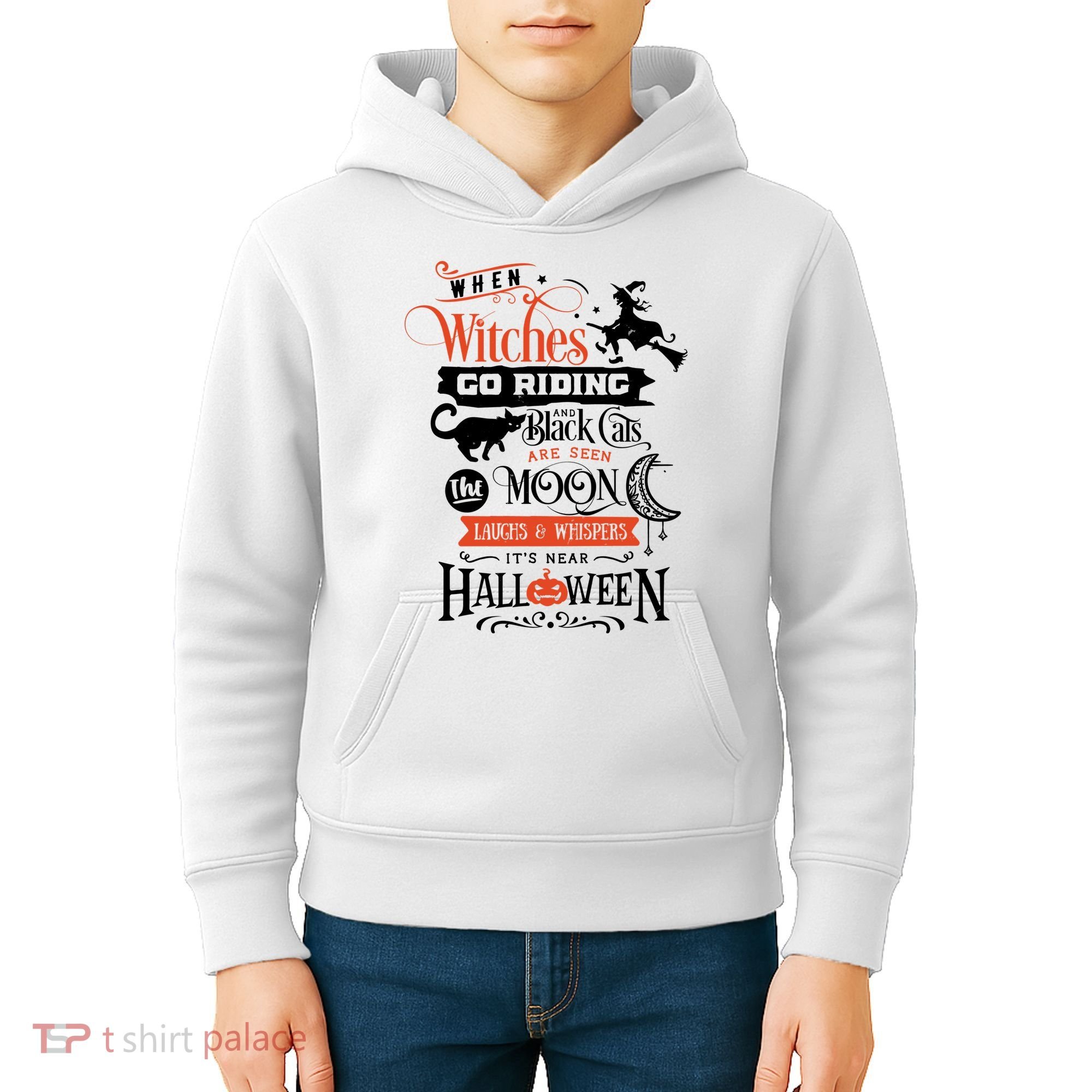 Its Near Halloween Witches Go Riding Festive Kids Hoodie