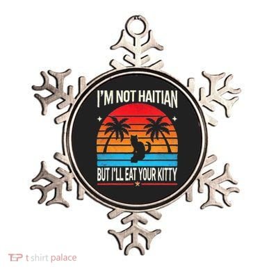 Im Not Haitian But Ill Eat Your Kitty Retro Sunset Ornament