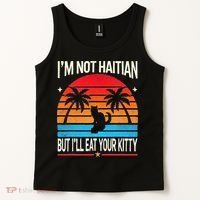 Im Not Haitian But Ill Eat Your Kitty Retro Sunset Tank Top thumb 2