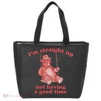 I'm Not Having A Good Time Bear Meme – Funny Bear, Relatable Humor Tote Bag thumb 0