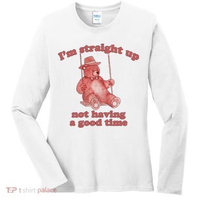I'm Not Having A Good Time Bear Meme – Funny Bear, Relatable Humor Women's Long Sleeve Shirt