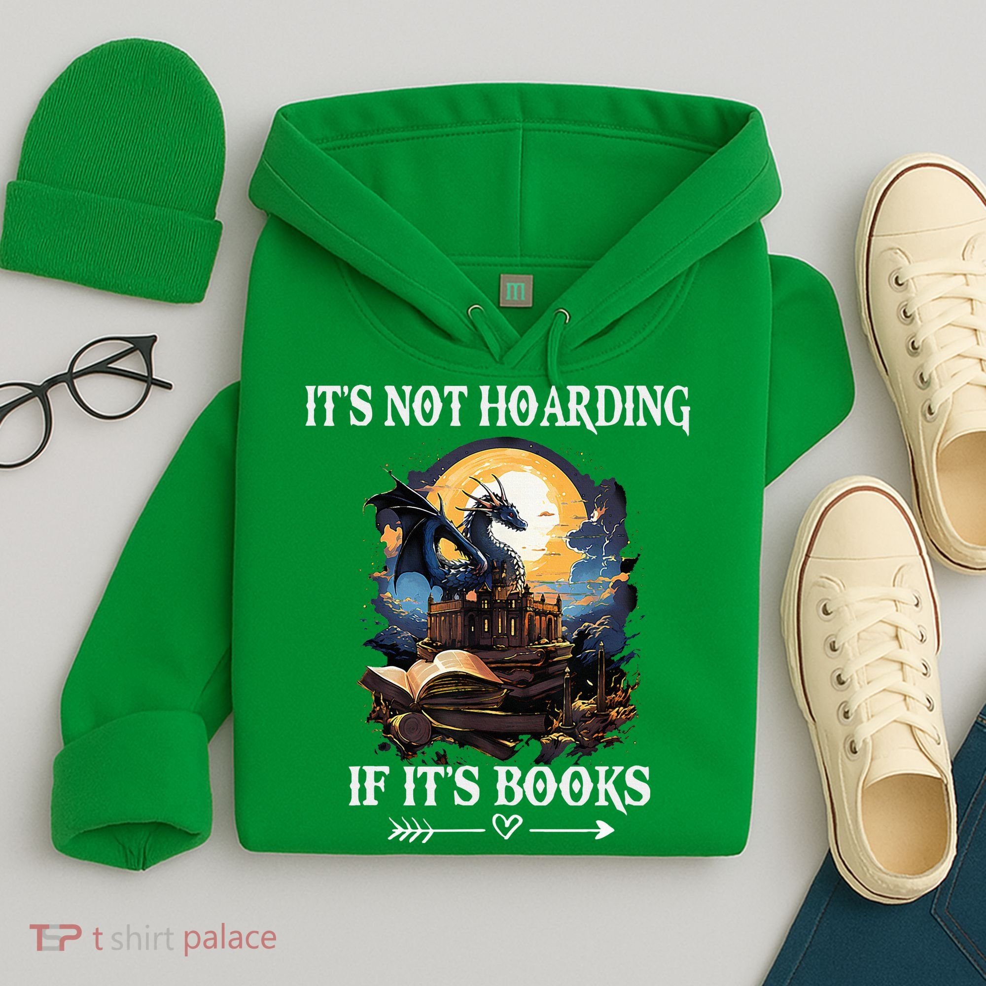 ItS Not Hoarding If ItS Books Funny Nerd Dragon Lover Hoodie