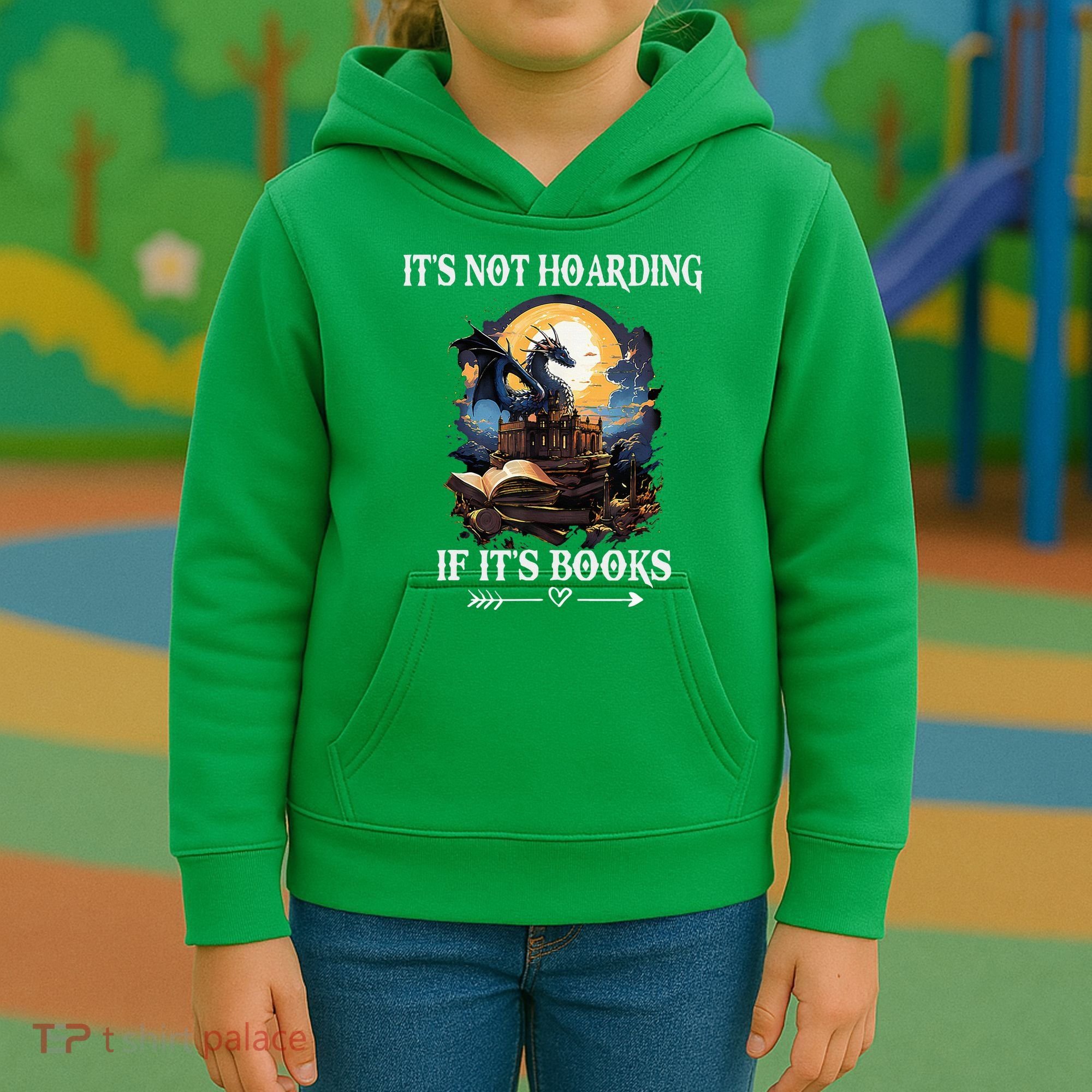 ItS Not Hoarding If ItS Books Funny Nerd Dragon Lover Kids Hoodie