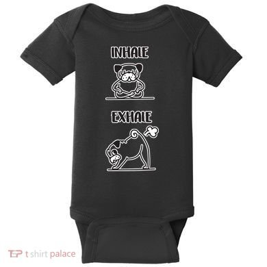 Inhale Exhale Pug Baby Bodysuit
