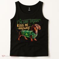 IM Not Irish But Kiss Me Anyway Dachshund St. Patrick Day Tank Top thumb 2