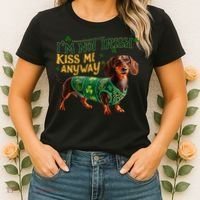IM Not Irish But Kiss Me Anyway Dachshund St. Patrick Day Women's T-Shirt thumb 2