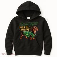 IM Not Irish But Kiss Me Anyway Dachshund St. Patrick Day Kids Hoodie thumb 0